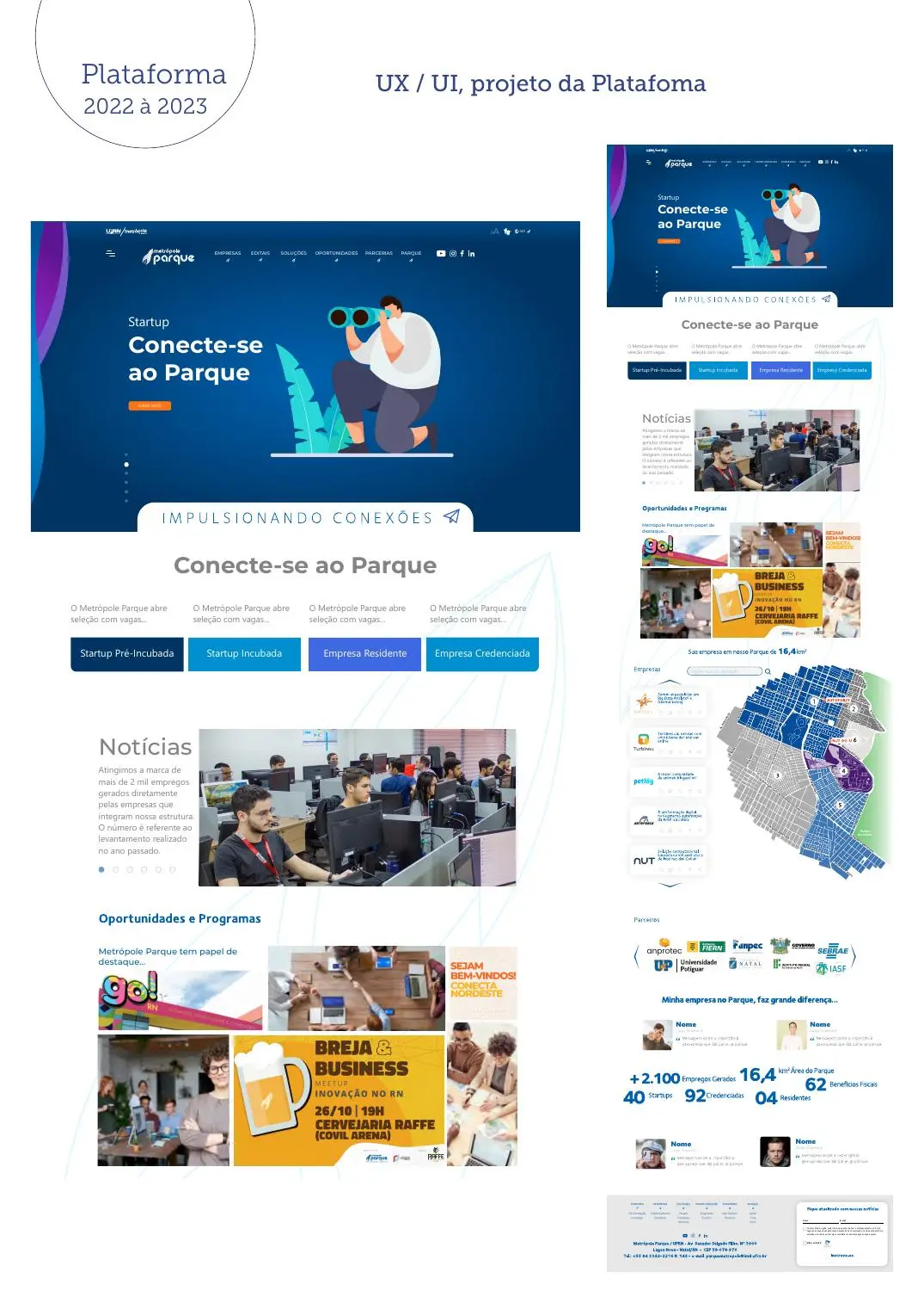 Projeto real de UX e UI da plataforma Metrópole Parque